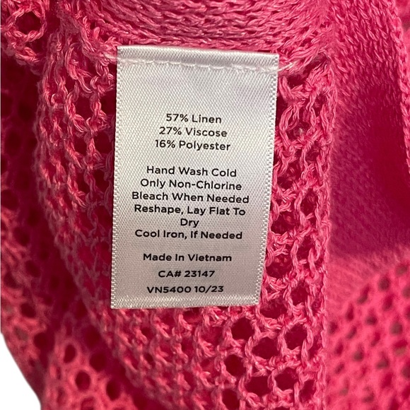 Talbots Pink Open Stitch Poncho Sweater Womens Size Medium/Large Linen Blend NWT - Picture 10 of 12
